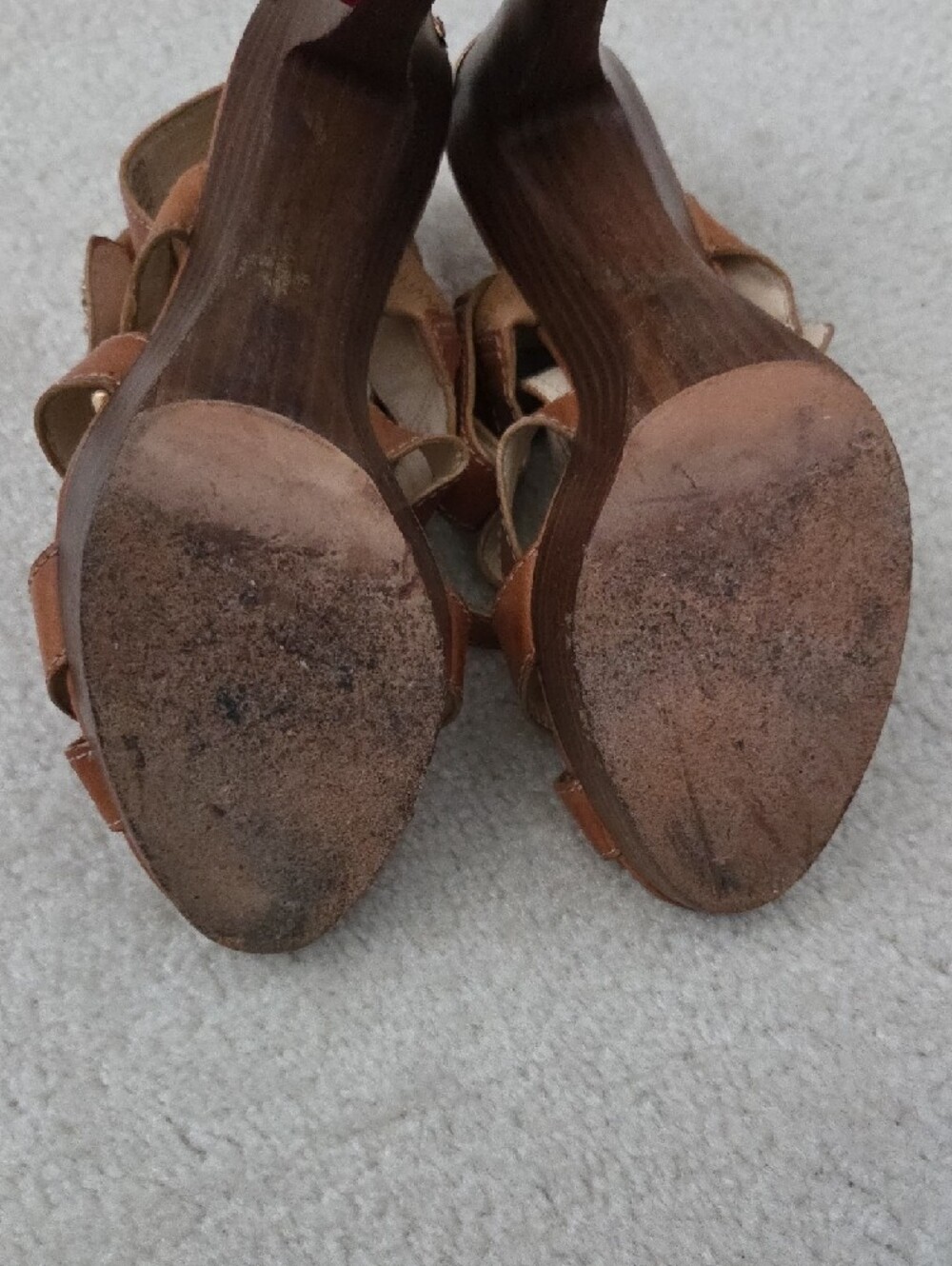 Coach Stephanie Brown Leather Double Buckle Strappy High Heel Sandals - Picture 10 of 11